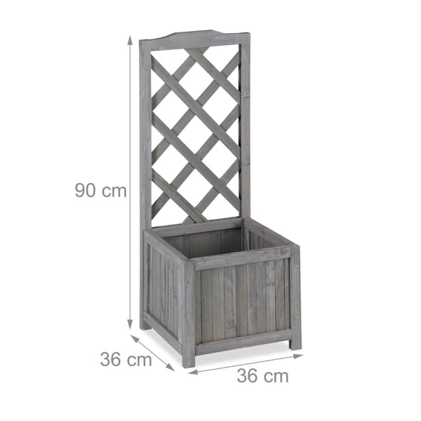 Grå plantekasse med espalier