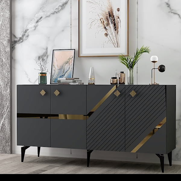 Konsol Iris - antracit, guld