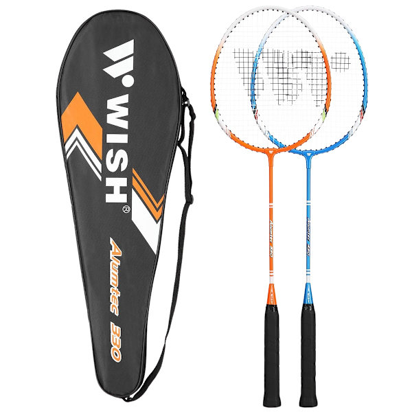 Badmintonset, 2 racketar, blå/orange