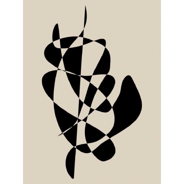 Abstrakt sorte former kunstværk - 50x70 cm