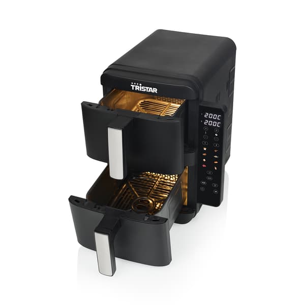 Stapelbar airfryer med dubbla korgar, 2 x 4,5 l med synkroniseringsfunktion