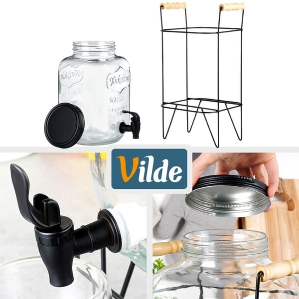 Drikkevaredispenser med tap og stativ, 8L glas