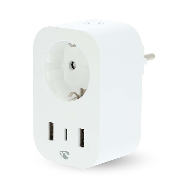 SmartLife Älypistorasia | Wi-Fi | IP21 | Virtamittari | 3680 W | Type F (CEE 7/7) / 1x USB-C™ / 2x USB | 0 - 55 °C | Android™ / IOS | Valkoinen | 1 kp