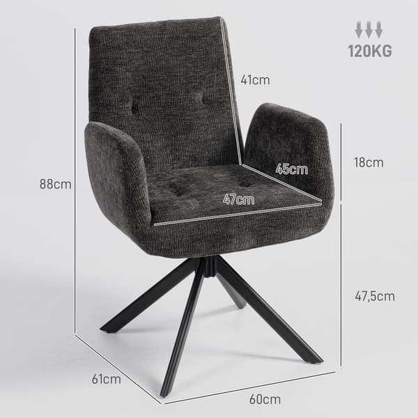 Drejestol, moderne design, sort, 120 kg kapacitet