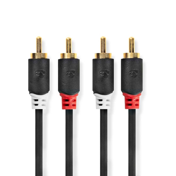 Stereo Audio kabel | 2x RCA Hanstik | 2x RCA Hanstik | Guldplateret | 0.50 m | Runde | Antracit | Box