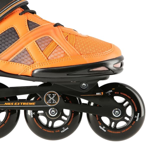 Inline-skøjter, sort-orange, størrelse 42