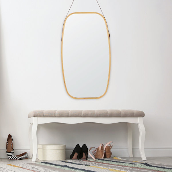 Oval väggspegel med rem