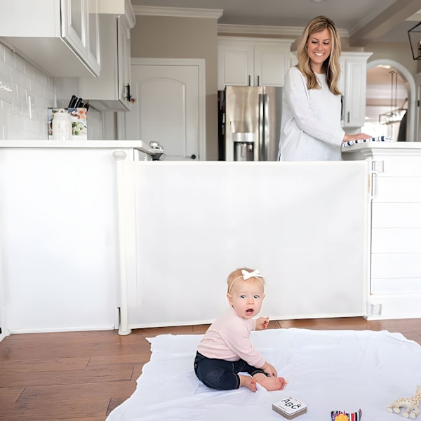 Skyddsgrindens spärrrulle, 150 cm, skyddande för trappor och dörrar, beige, ECOTOYS