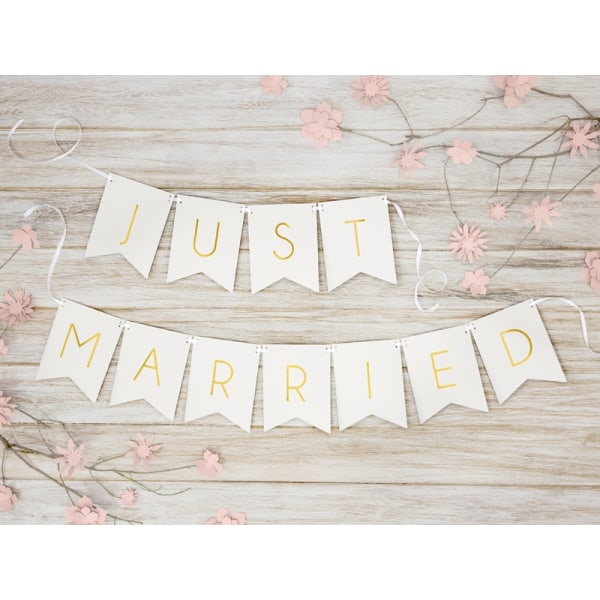 Banner Just Married, hvid, 15 x 155 cm