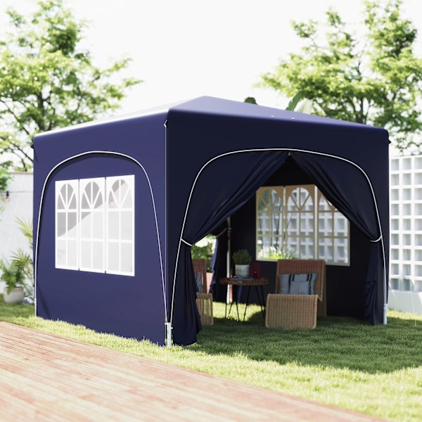 Lysthus 3x3m, vandafvisende, stabilt, vintertæt pop-up foldepavillon, UV-beskyttelse 50+, sammenfoldeligt partytelt, havetelt med 4 sidepaneler, lomme
