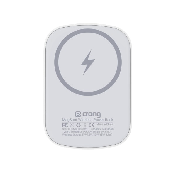 Crong MagSpot Power Bank - Trådlös ultratunn powerbank med MagSa