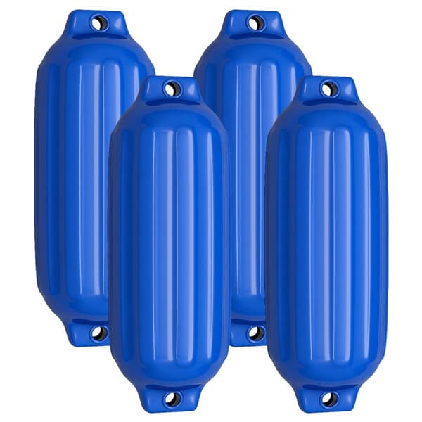 4-pack blå räfflade båtskärmar, marinkvalitets PVC