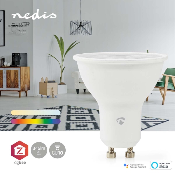 SmartLife Full Färg Glödlampa | Zigbee 3.0 | GU10 | 345 lm | 4.7 W | RGB / Varm till cool vit | 2200 - 6500 K | Android™ / IOS | Spot | 1 st.