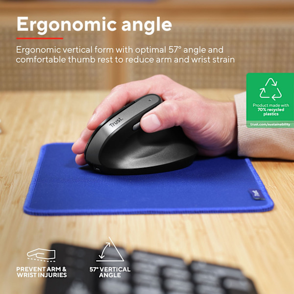 Bayo II trådløs ergonomisk mus sort