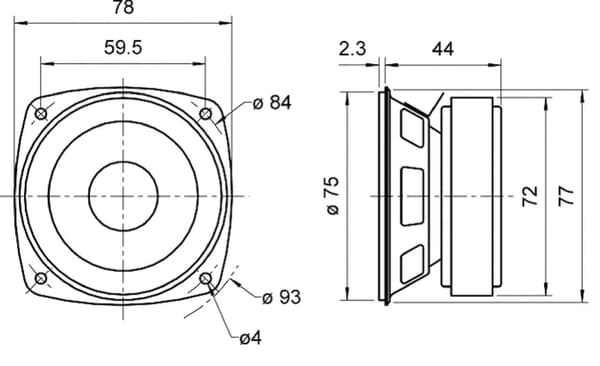 FRS 8 M - 8 Ohm - 8 cm (3,3") HiFi fullrange-högtalare