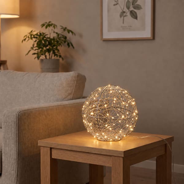 20 cm silverfärgad LED-dekorativ ljusglob