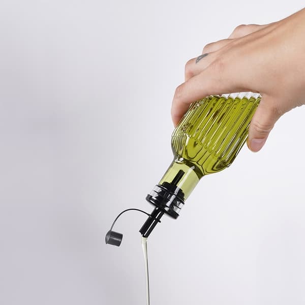 Olje- och vinägerflaskor set med stativ, 5 stycken