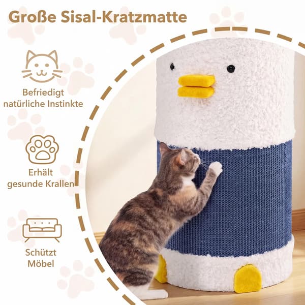 Kattehus i 2 niveauer med sisal kradsemåtte og gemmested