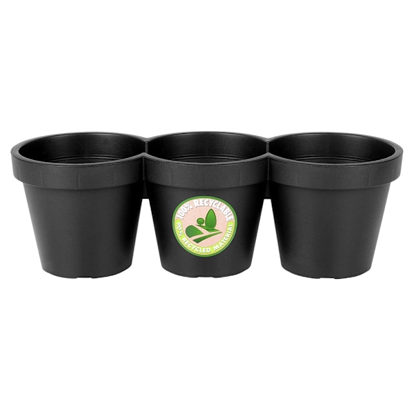 Tredobbelt havekrukke i plast, sort, 39,5 cm