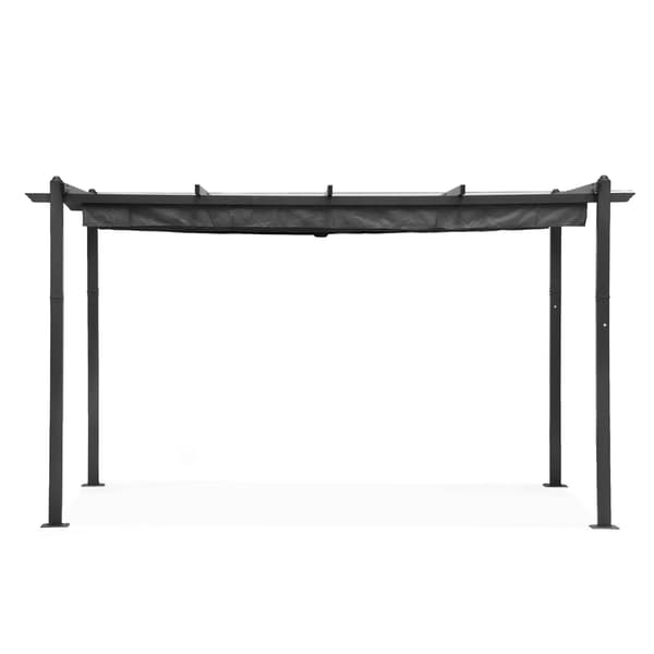Havepergola 3x4m, stålramme, grå baldakin