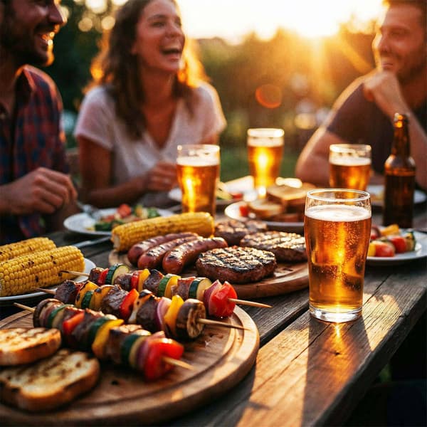 Kulgrill med skorsten, termometer og hylder