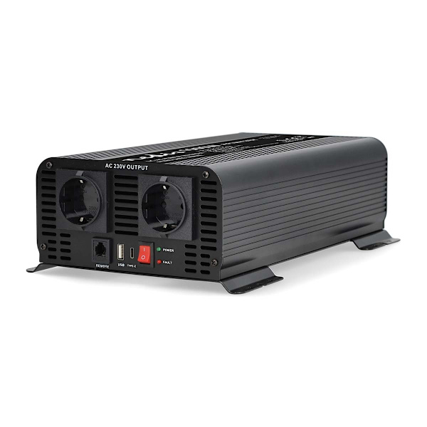 Power Inverter Pure Sine Wave | Ingångsspänning: 12 V DC | Enhetens strömutgångsanslutningar: Typ F (CEE 7/3) / USB-A / USB-C™ | 230 V AC 50 Hz | 1000