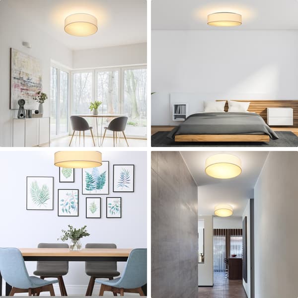 Loftlampe 30 cm hvid, E27-fatning, nem installation, blændfrit lys