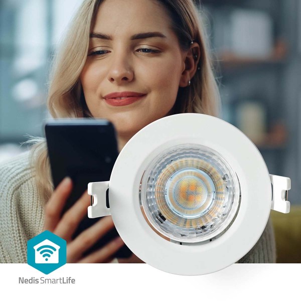 SmartLife Kattovalo | Wi-Fi | Lämpimästä kylmään valkoiseen | Pyöreä | Halkaisija: 52 mm | 360 lm | 2700 - 6500 K | IP20 | Energialuokka: F | Android™