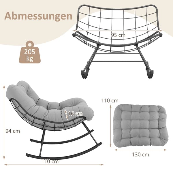 Stor gungstol för inomhusbruk/utomhusbruk med dyna