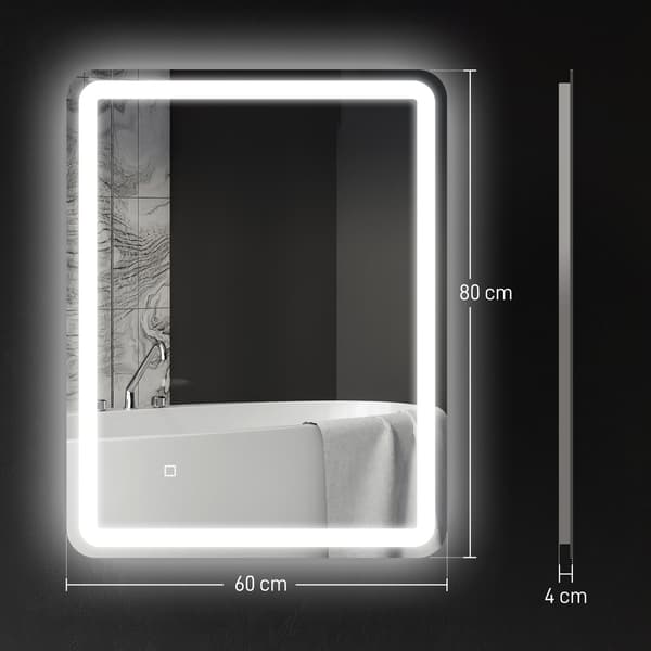 Badrumsspegel, LED, Anti-Imma, Touch Control, 60x80 cm