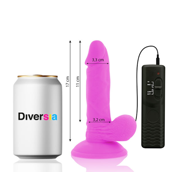 Diversia - Fleksibel Vibrerende Dildo Lilla 17 Cm -O- 3,3 Cm