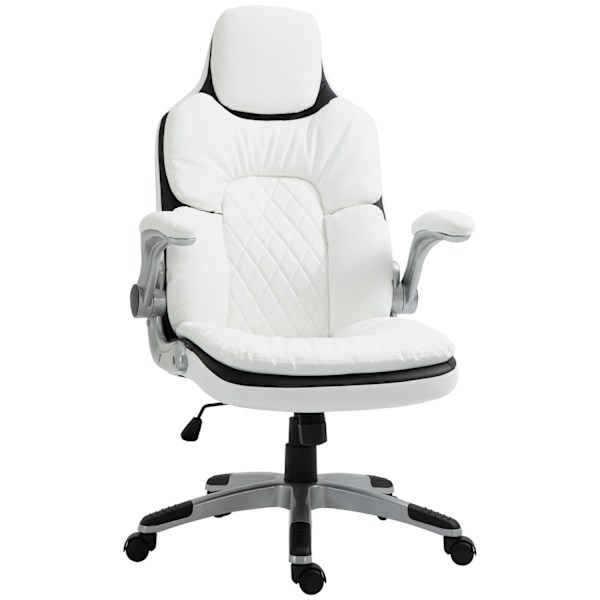 Ergonomisk Kontorsstol Höjdjusterbar, Fällbara Armstöd, Vippfunktion, 69X67X113-121Cm
