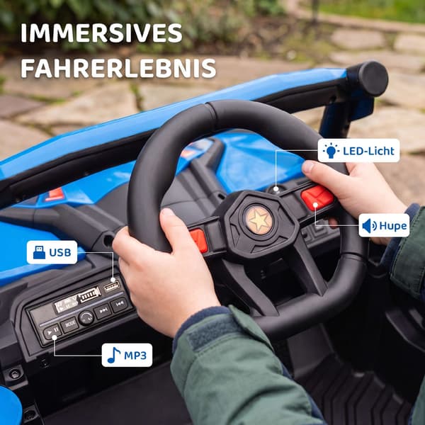 12V Elbil för Barn med Fjärrkontroll, Blå, Ålder 3-5