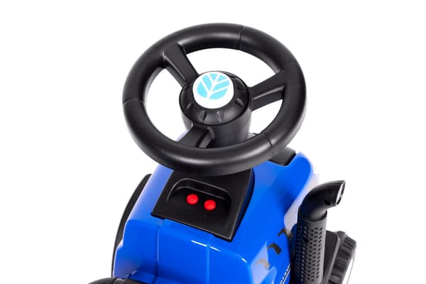 Ride-on traktor med trailer til børn, interaktivt rat, lyde, blå