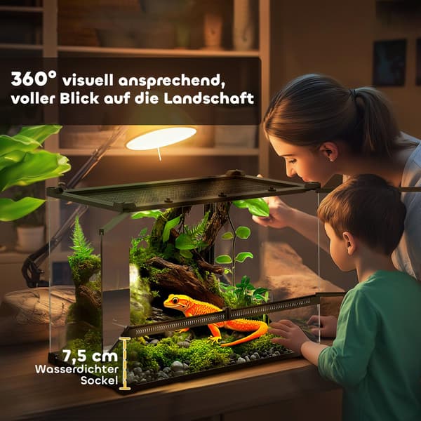 Glasterrarium til krybdyr, vandtæt base, lås