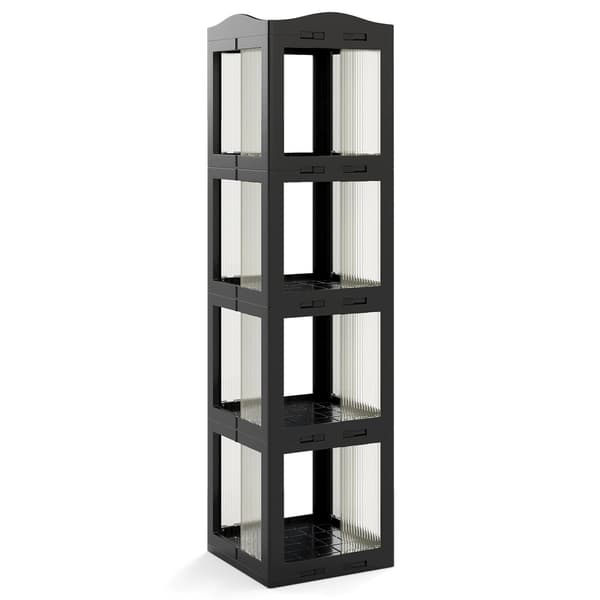 360 grader roterende bogreol, foldbar, transparent, sort