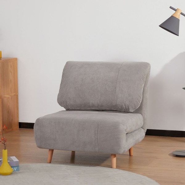 2-I-1 Sovesofa, Stoleseng, Justerbar Klapmadras, Gæsteseng, Klapseng, Ledningslook Til Soveværelse Og Stue, Polyester Lysegrå