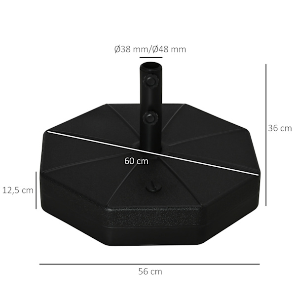 Parasolstativ 40 Kg Paraplystativ Til Parasolstænger 38 Mm/48 Mm Kan Fyldes Med Vand/Sand Parasolfod Ø60 X 36H Cm