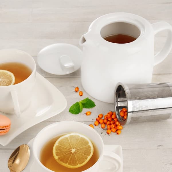 Porcelæns tekande med infuser, 650 ml kapacitet