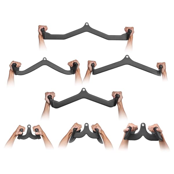 Lat Pulldown-tillbehörsset – 7-delat massivt stål, gummigrepp