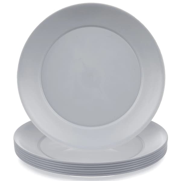 Grå plasttallrikar, 23,5 cm, set om 6