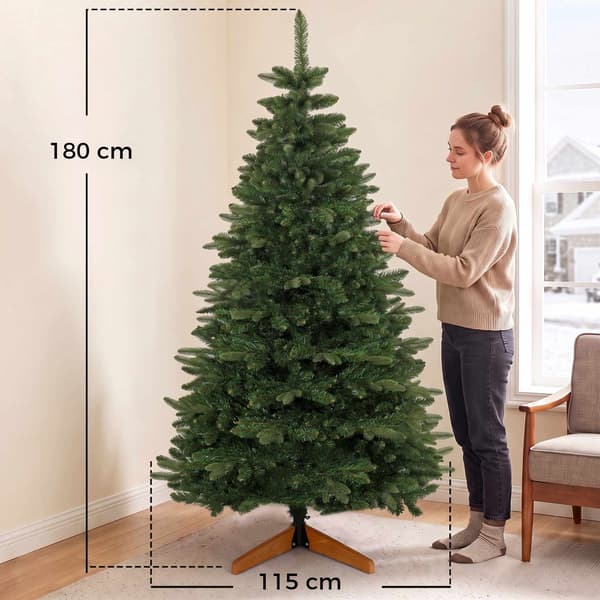 Kunstigt juletræ 180 cm, grønt, foldbart træstativ