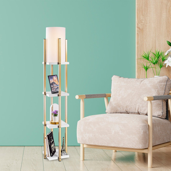 Gulvlampe 7119 - Hvid, Guld