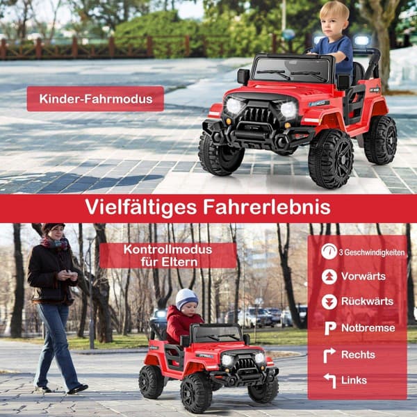 Fjernbetjent kørende lastbil med LED-lys, 12V batteri