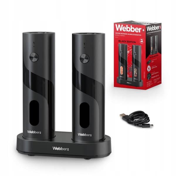 Elektrisk salt- och pepparkvarn, USB-laddningsbar, 2-pack