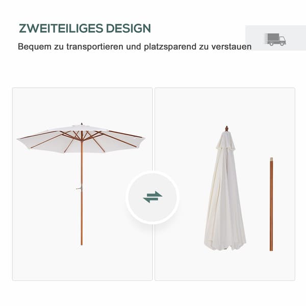 Træparasol Træparaply Haveparaply Balkonparasol 2,5 M Creme