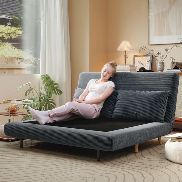Konvertibel bäddsoffa, justerbart ryggstöd, mörkgrå, 141x90x81 cm