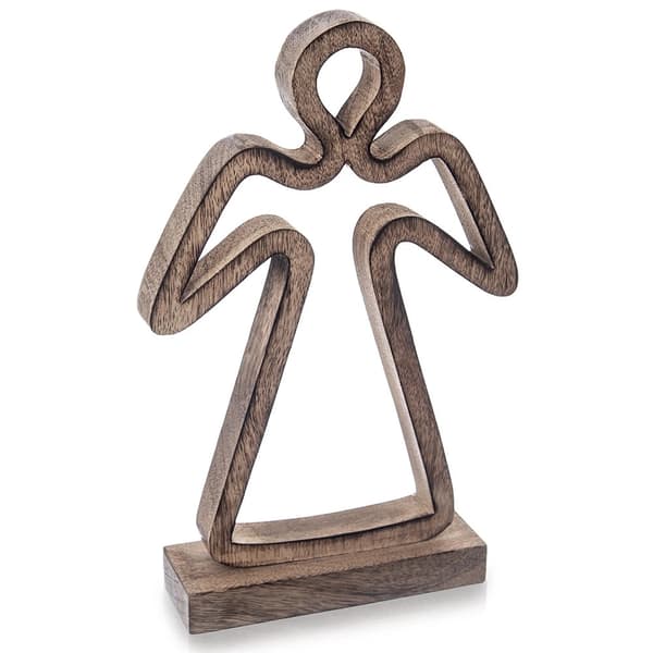 Träängelfigur i mangoträ, 29 cm