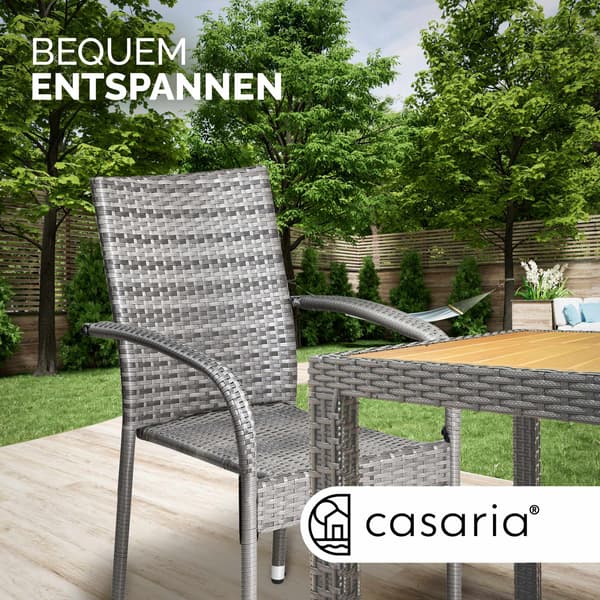 Polyrattan stabelstol Comfort sæt med 4 grå