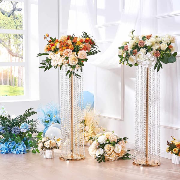 Kristallblommor för bröllop, 90 cm guldfärgad metall, 2 st